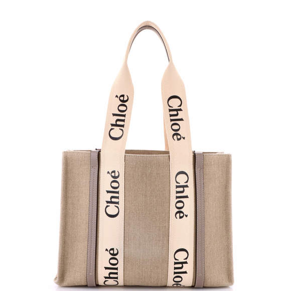 Chloe Medium Woody Tote Canvas with Leather - Picture 3 of 5